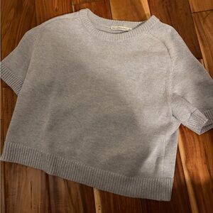 Abercrombie & Fitch Light Gray Short Sleeve Sweater